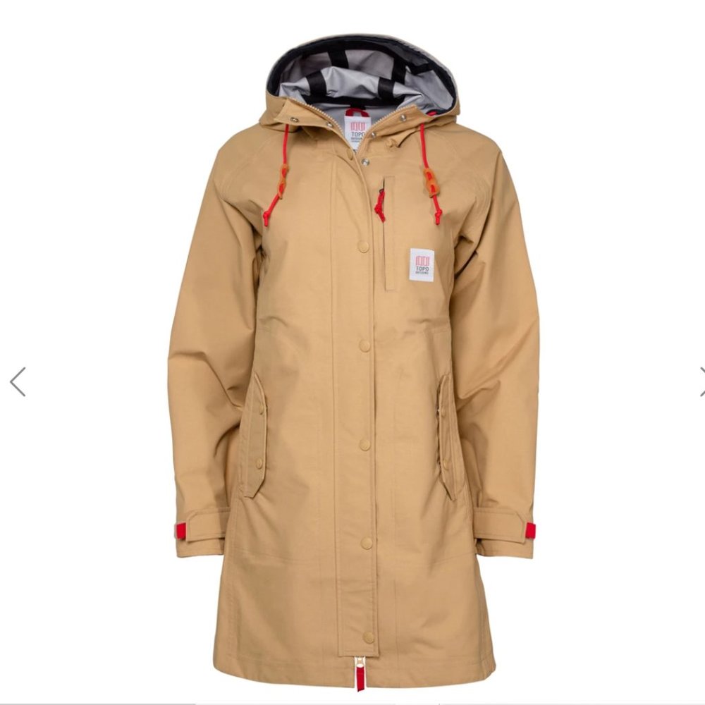 Women's Topo Designs Trench/Rain Coat in Tan NWT